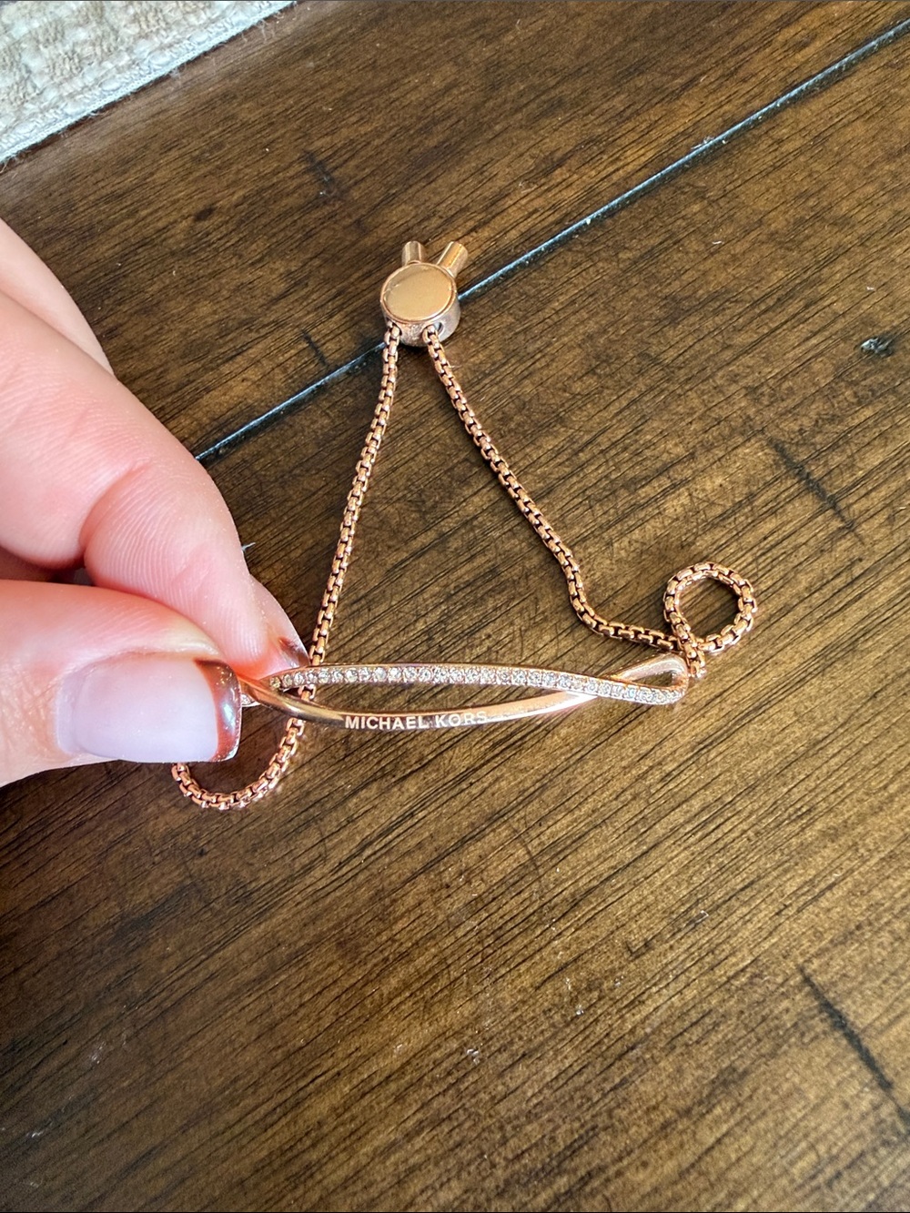 Michael Kors Rose Gold Pavé ID Slider Bracelet